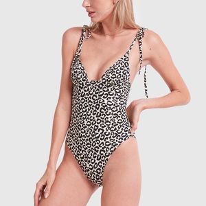 SOLID & STRIPED Women’s Small The Olympia One-Piece Maillot Animal Print Logo
